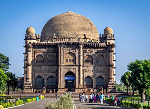 Vijaypur, Karnataka,India-November 5th,2018:Stone walled gate of Gol Ghumbaj, Bijapur, Karnataka, India.