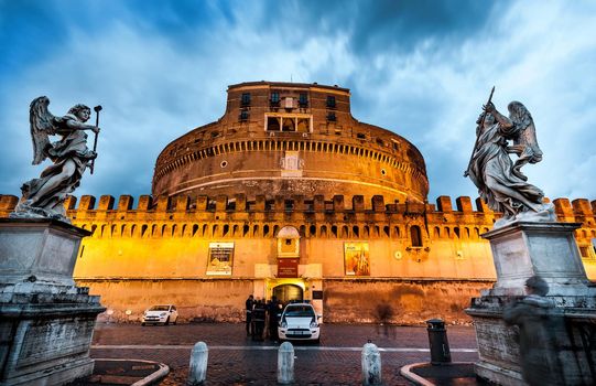 Rome, Italy - November 17, 2014: The Mausoleum of Hadrian, usually known as Castel Sant'Angelo is one of the main tourist attractions in Rome.