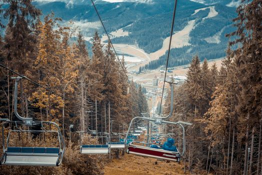 ski lifts in the Carpathians mountains