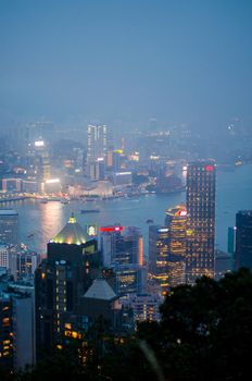 Hong Kong view from top of victoria park, travel concept