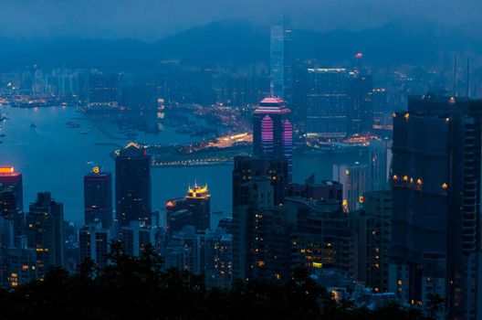 Hong Kong view from top of victoria park, travel concept