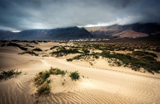 beautiful desert mountain landscape on the island of Lanzarote