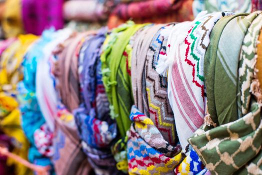 traditional Arab scarves in the market