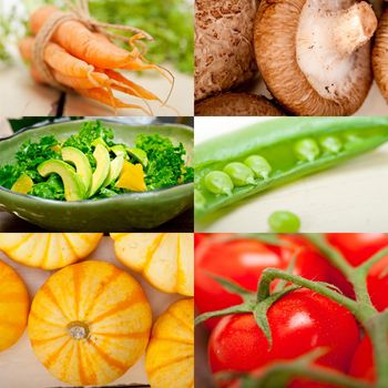 fresh hearthy healthy vegetables selection food collage composition 