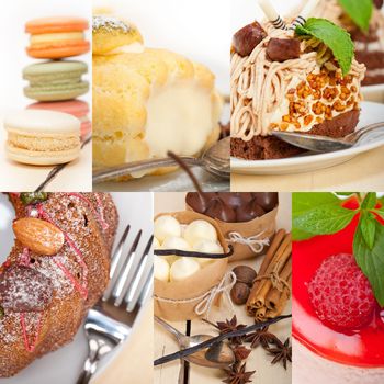 fresh colorful delicious homemade dessert cake selection composition collage 