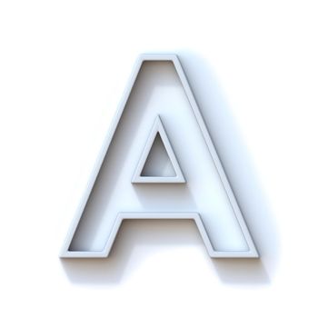 Grey extruded outlined font with shadow Letter A 3D rendering illustration isolated on white background