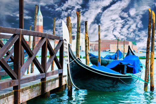 Gondola on the Grand Canal pier in Venice