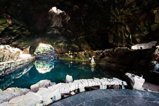 amazing Jameos del Agua inside, Lanzarote, Canary Islands, Spain