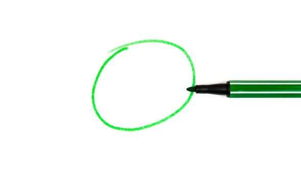 Green circle and a green marker on a white background with an empty space for text.