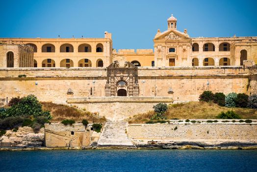 amazing coastal architecture of Valletta in Malta from the sea