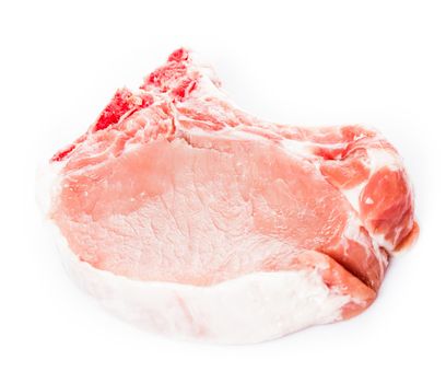 Raw pork loin slices isolated on white