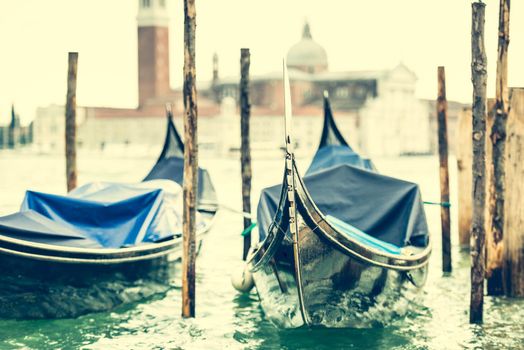 gondola at berth on the Venice channel, Italy