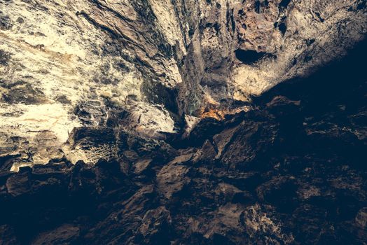 picturesque volcanic Cueva de los Verdes Cave inside, Lanzarote, Canary Islands, Spain