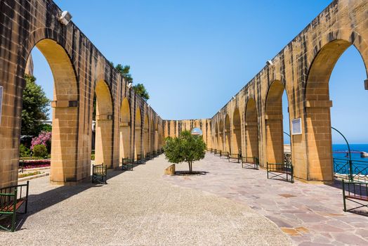 side terrace in Upper Barrakka Gardens in Valletta in Malta