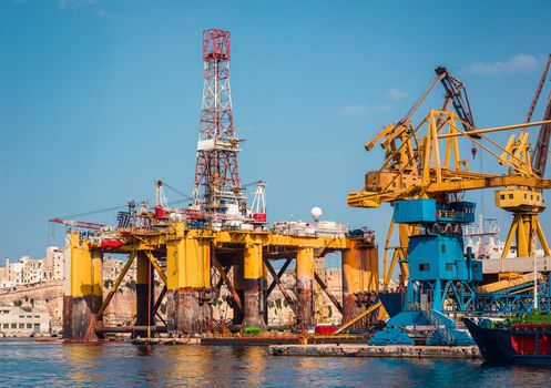 oil offshore platform in repair, Malta