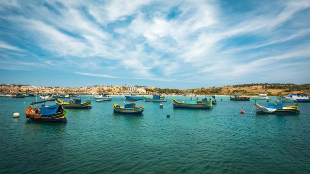 fishing boat near fishing village of Marsaxlokk (Marsascala) in Malta