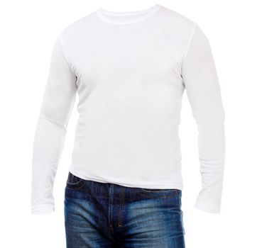 white shirt with long sleeves isolated on a white background