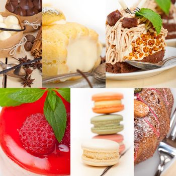 fresh colorful delicious homemade dessert cake selection composition collage 