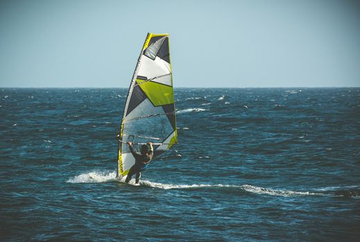 windserfing in ocean