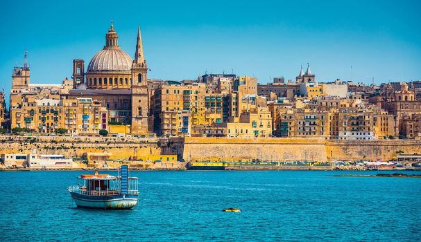 scenic View of Marsamxett Harbour and Valletta in Malta