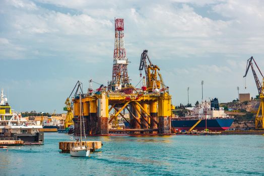 oil offshore platform in repair, Malta