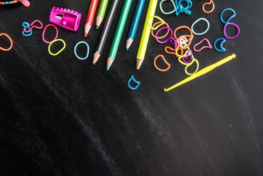 kid's stuff and sweets on a white background