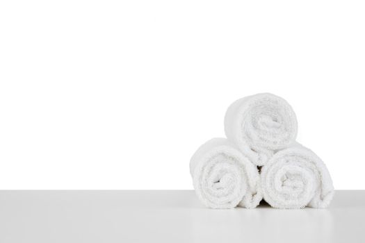 Set of soft spa towels isolated on white background
