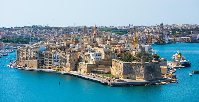 beautiful panoramic view on Valletta from the sea in Malta