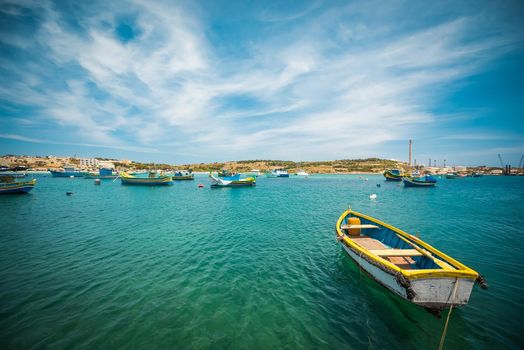 fishing boat near fishing village of Marsaxlokk (Marsascala) in Malta