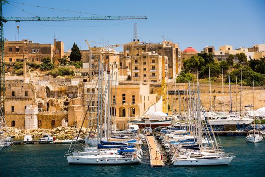 picturesque view on Triq Marina port in Kalkara of Malta