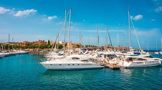 yachts on pier of Ta'Xbiex near Valletta in Malta