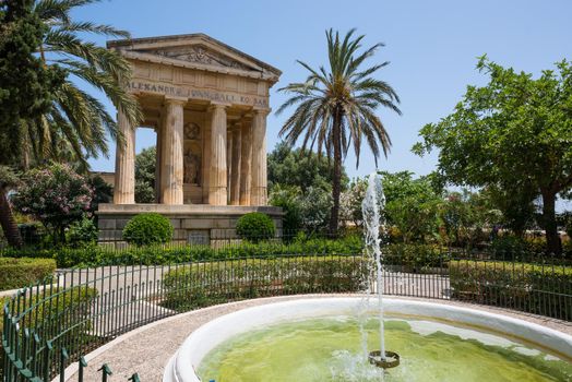 picturesque view on Lower Barrakka Gardens in Valletta in Malta