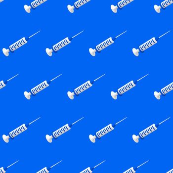 Seamless pattern Syringe for vaccine, vaccination, injection, flu shot. Medical equipment. Minimalism concept. 3d illustration 3D render