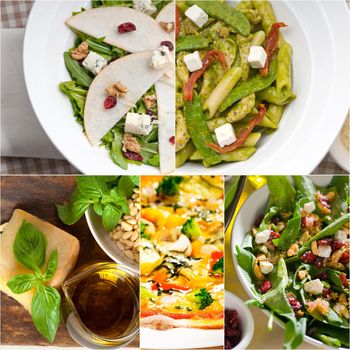 healthy vegetarian pasta soup salad pizza Italian food staples collage