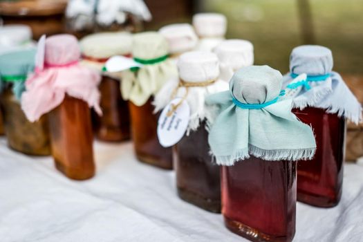 homemade liquor in retro countrystyle bottles