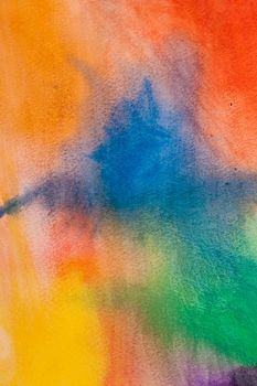 Painted watercolor rainbow background for a design