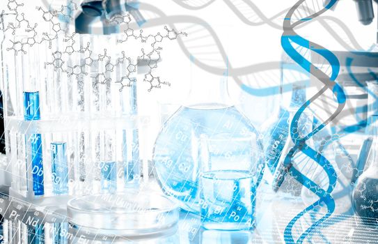 DNA structure and formula over biotechnological equipment