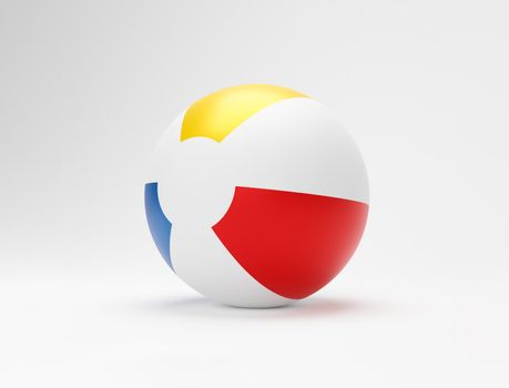 3d beach ball. Striped inflatable toy game beach ball isolated on background with copy space. summer vacation or beach symbol, 3D illustration