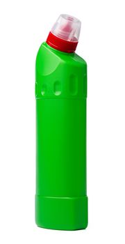 Bottle with toilet detergent household chemicals isolated on white background