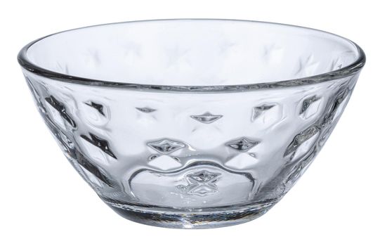 Empty glass bowl isolated on white background close up
