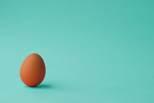 Brown egg at mint background. Concept of modern color