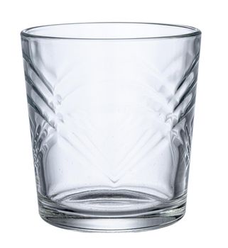 Empty new glass isolated on white background close up