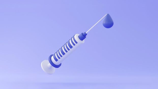 3d Syringe for vaccine, vaccination, injection, flu shot. Vaccination icon with Medical equipment. Minimalism concept. 3d illustration render