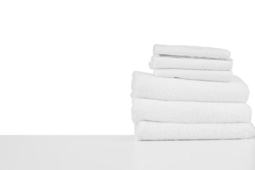 Set of soft spa towels isolated on white background