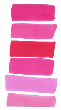 Hand drawn abstract marker red pink Palette on white background. Marker painting. Artist's Color Swatch.