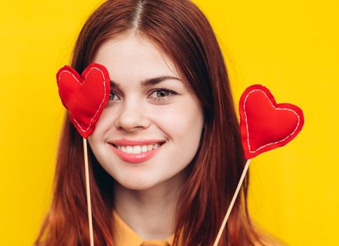 pretty woman in yellow shirt glamor romance posing. High quality photo