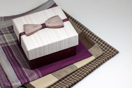 The gift box is on the handkerchiefs.Concept Of Father's Day, Valentine's Day.