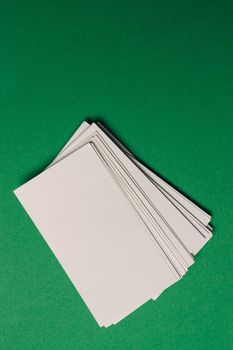 white business cards documents colorful background office copy-space. High quality photo