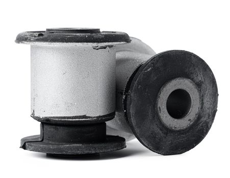 Car part. Silent blocks isolated on white. Close up.