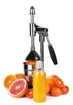 Mechanic juicer for citrus fruits isolated on white background